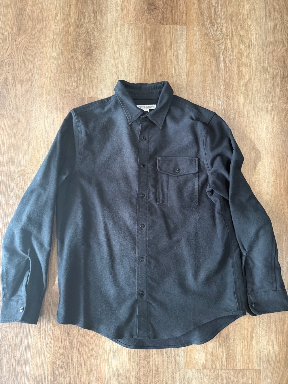 Outerknown Terra Nova Moleskin Shirt, Color Pitch Black, Size Large